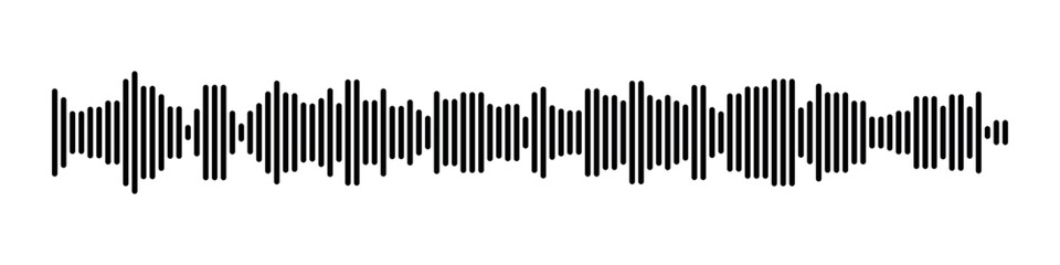 Sound wave or voice message icon. Music waveform, track radio play. Audio equalizer line. Vector illustration