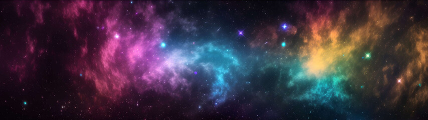 Obraz na płótnie Canvas 32:9 Aspect Ratio, Window into space, Stars and Galleys