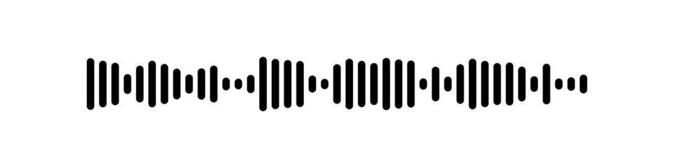 Sound wave or voice message icon. Music waveform, track radio play. Audio equalizer line. Vector illustration