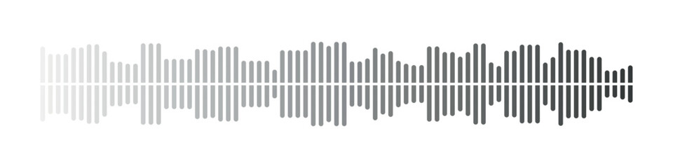 Sound wave or voice message icon. Music waveform, track radio play. Audio equalizer line. Vector illustration