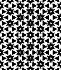 Black and white seamless pattern texture. Greyscale ornamental graphic design. Mosaic ornaments. Pattern template. Vector illustration. EPS10.