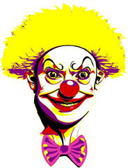 Funny portrait of a clown isolated in a white, color vector image