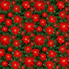 seamless pattern background christmas flowers poinsettia