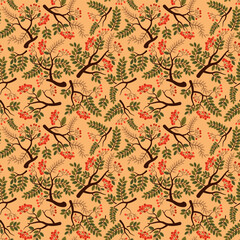 seamless pattern bright autumn viburnum