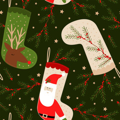 seamless pattern background christmas socks