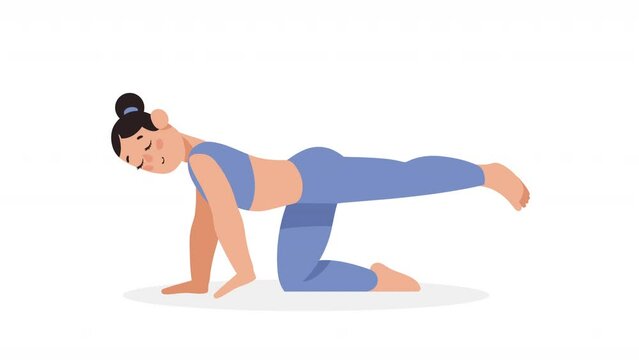 woman practicing yoga character animation