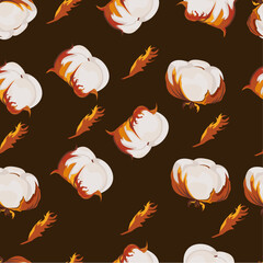 Cotton Fields Seamless Pattern