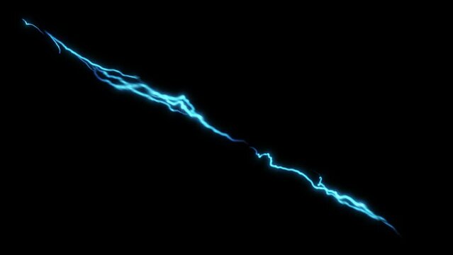 Blue Glowing Lightning Thunderbolt Overlay Loop Graphic Element 