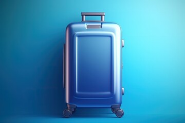 Blue travel bag illustration, blue background, travel concept. Generative AI