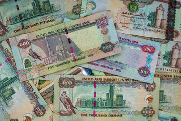 Fototapeta na wymiar UAE Dirhams banknotes