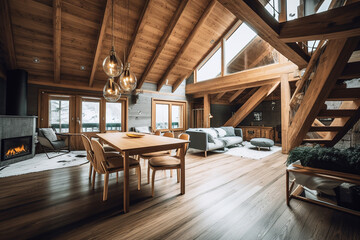 Fototapeta premium Interior of a luxurious chalet