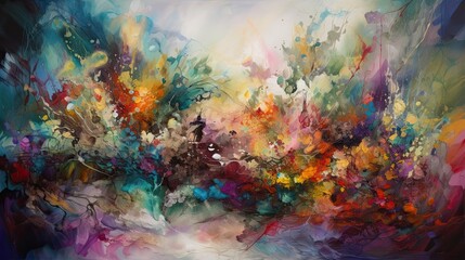 Obraz na płótnie Canvas Mesmerizing Abstract Fairy Rainbow Paint Expressionism on Modern Artistic Canvas: An Enchanting Dreamscape: Generative AI