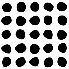 Set of 25 modern vector abstract art blob shapes with 6 points. Known as blotch shapes, liquid organic elements, pebble drops blob silhouettes and splashes. Use as pattern background.