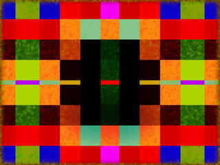 Abstract, Multiple Squares, with Mottled Colours, Horizontal and Vertical, within a Border