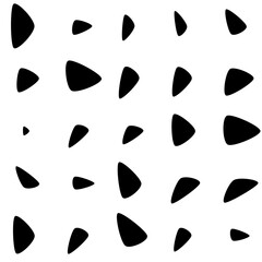 Set of 25 modern vector abstract art blob shapes with 3 points. Known as blotch shapes, liquid organic elements, pebble drops blob silhouettes and splashes. Use as pattern background.