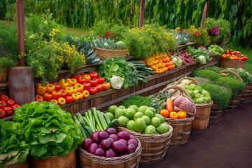Fototapeta na wymiar A beautiful garden with fresh vegetables