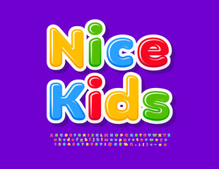 Vector colorful Emblem Nice Kids. Cute Bright Font. Modern creative Alphabet Letters, Numbers and Symbols