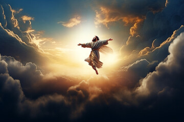 Naklejka premium Jesus Christ ascending to heaven - Generative Ai