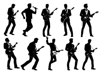 Silhouettes of musician, vector set