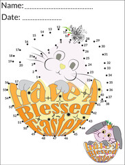 EASTER BUNNY DOT TO DOT GAMES FOR KIDS, PREK This digital Easter Dot to dot games or activity page for especially PreK, Kindergarten kids & Amazon kdp interior. You can reuse them, just print