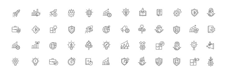 Start-up and Innovation Icon Set. Vector Editable Stroke. Pixel Perfect Icons.