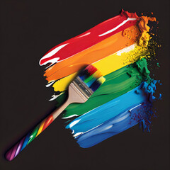 Rainbow brush painting colors of lgtb. Generative AI