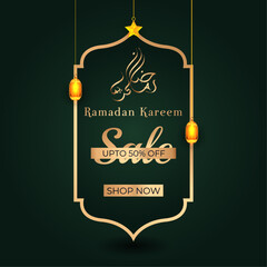Fototapeta na wymiar Ramadan Kareem discount sale social media post sale promotion banner design template