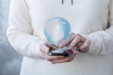 Working in the global network using a mobile device.