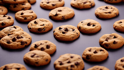 Chocolate chip cookies closeup