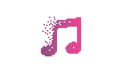 musical note pixel art on white background