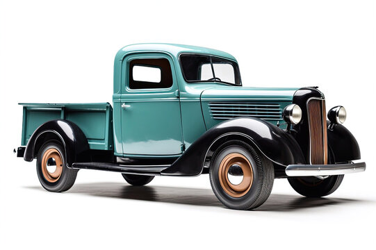 Classic Pickup Truck Isolated on White Background, Generative AI