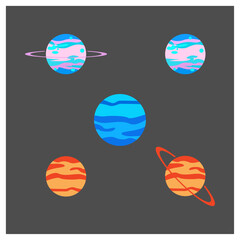 Discovering the Beauty of the Solar System- Neptune, Jupiter, and Earth Vector Illustration