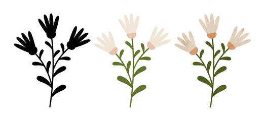 Colorful floral collection. Set flowers flat design.