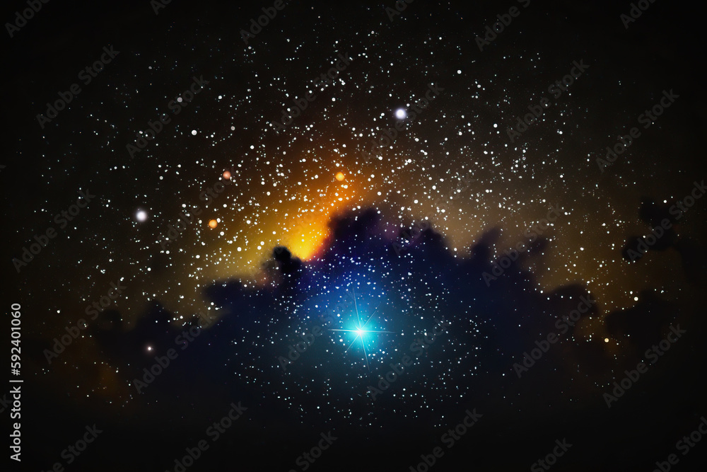 Sticker nebula gas cloud in deep outer space. futuristic cosmos design. generative ai