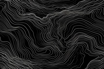 Black and white topography map lines background. Generative AI.