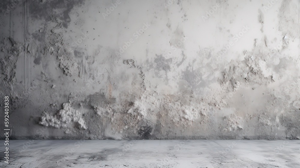 Poster an empty room with a concrete wall and a concrete floor with a grungy wall and a concrete floor with