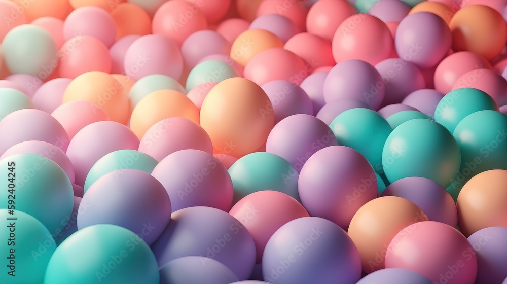 Poster a large group of eggs with different colors on the top of each egg, all in different sizes and shape