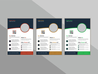 Corporate business flyer, template design, 3 template of different color, abstract, creative, cover page, corporate business flyer, marketing, Best design, a4 size for design.