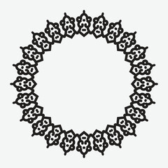 floral round frame with black color on white background