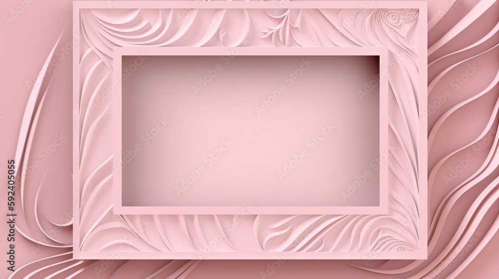 Poster a pink frame with a wavy pattern on a pink background with a place for a text or a picture or a pict