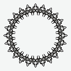 floral round frame with black color on white background