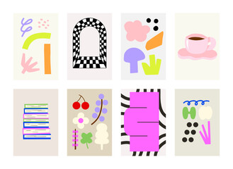 Poster gallery abstract colorful hand drawn. Wall art for bedroom, Living room and office decor. Hand drawn vector design elements.