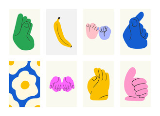 Poster gallery abstract colorful hand drawn. Wall art for bedroom, Living room and office decor. Hand drawn vector design elements.