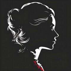 woman silhouette with hair, isolated on background, illustrated highlight shadows, generative ai