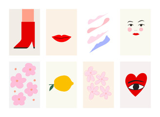 Poster gallery abstract colorful hand drawn. Wall art for bedroom, Living room and office decor. Hand drawn vector design elements.