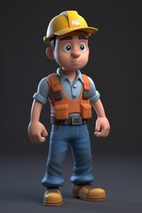 worker 3d character 