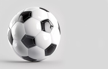 Naklejka premium Soccer ball on a light background. Banner. Generative AI
