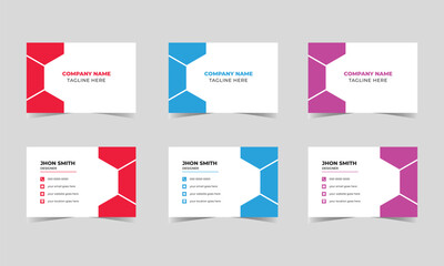 Double Sided Creative and modern business card template Personal business card with company logo Red, Blue , Purple colors Clean Business Card Name
Name Card Visiting Card Simple Card Vector Design 