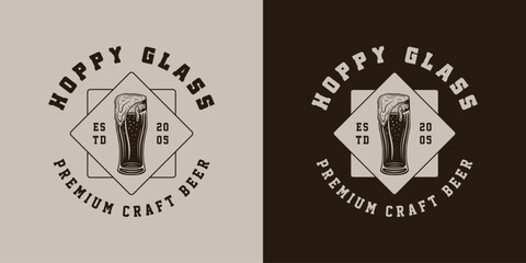Vintage retro beer brewing emblem, logo, badge, label. mark, poster or print. Monochrome Graphic Art