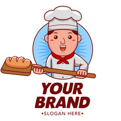 Cute Baker Cartoon Mascot Logo